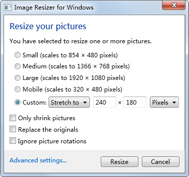  Image Resizer for Windows(Ҽ˵޸ͼƬߴ) V1.0 Ӣİ