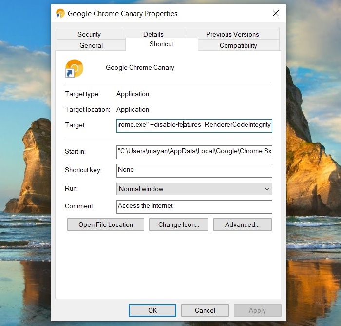 Chrome Canary win10